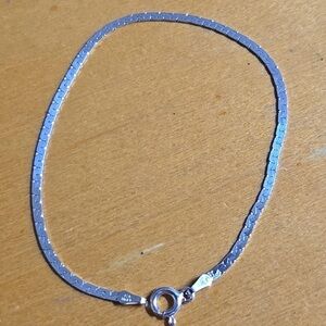 Sterling Silver Italian 925 Haringbone Bracelet 2mm 7in Long